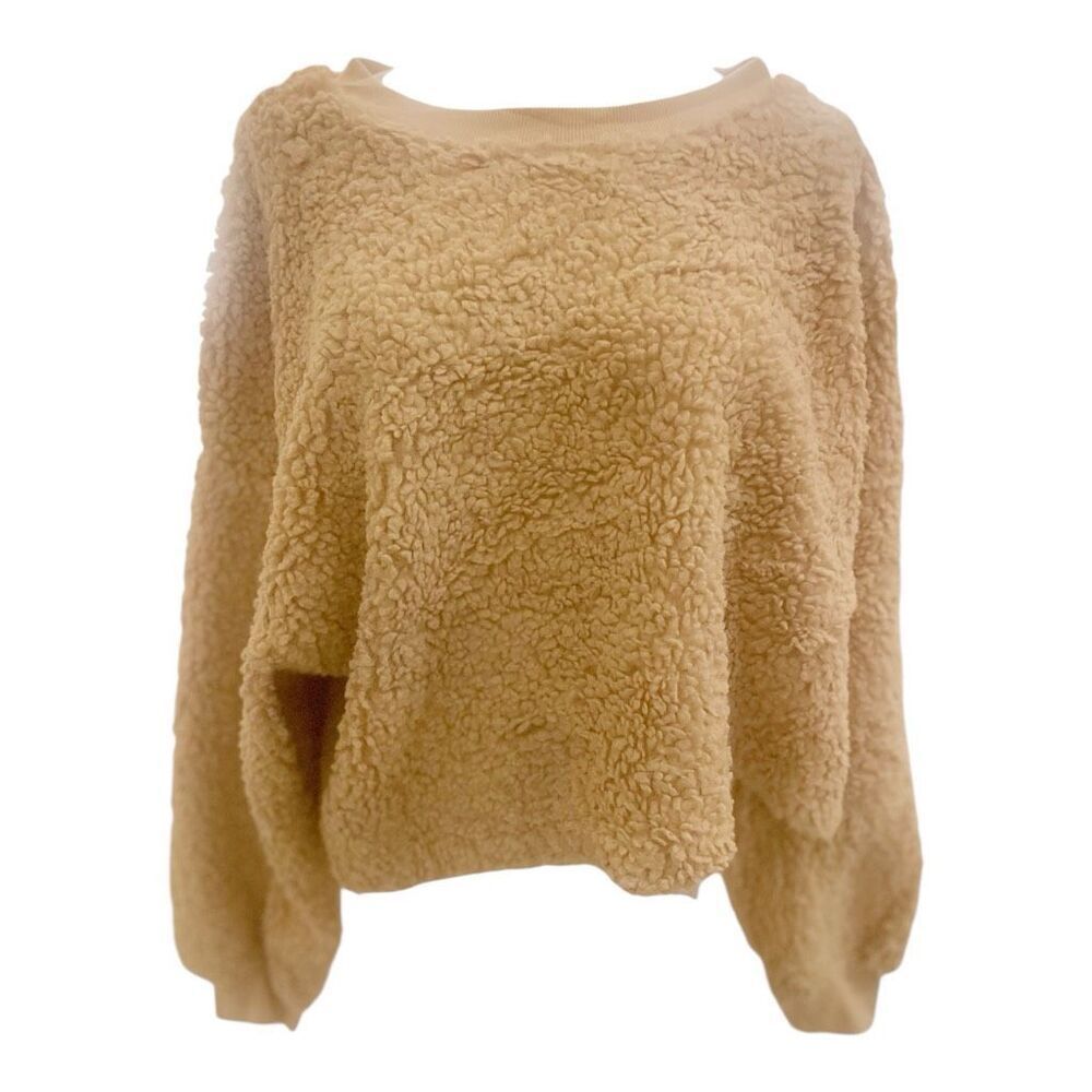Wild Fable Tan Fleece Cropped Pullover Boho Casual Size XXL NWT